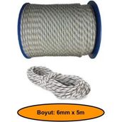 6 mm Sentetik Iskota Halat, Dağcı Ipi, Kamyoncu Halatı, Outdoor Kamping Piknik Salıncak Halatı, 5 Metre