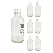 6’lı 50 ml Gümüş Metal Kapaklı Cam Zencefil Shot Şişesi Söz Nişan Hediyelik Kolonya Şişesi C1-1-149