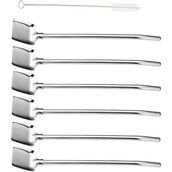 6'Lı Paslanmaz Krom Pipetli Latte Kaşığı Kokteyl Kaşığı Ve Temizleme Fırçası, 22 Cm Kürek Model