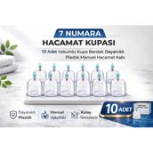 7 Numara Hacamat Kupası 10 Adet Vakumlu Kupa Bardak Dayanıklı Plastik Manuel Hacamat Kabı Seti