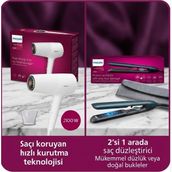 7000 Serisi Saç Düzleştirici, Argan Yağı Katkılı, Thermoprotect Teknolojisi, BHS732/00 Philips Saç Kurutma Makinesi, Thermoshield Isı Koruma - Turkuaz - SAÇ DÜZLEŞTİRİCİ