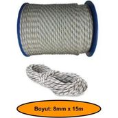 8 mm Sentetik Iskota Halat, Dağcı Ipi, Kamyoncu Halatı, Outdoor Kamping Piknik Salıncak Halatı, 15 Metre