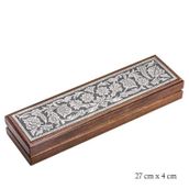 A.C Silvers Gümüş Çiçek Desenli Ahşap Tesbih Kutusu