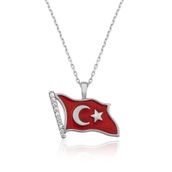 A.C Silvers Türk Bayrağı Kadın Gümüş Kolye
