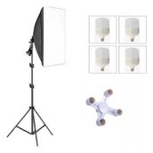 AA Plus Softbox 4 Duylu Softbox (1 Adet) + 2 M Işık Ayağı +4 Adet 20 Watt LED Lamba (Toplam 7200 Lümen)