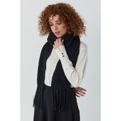 Abarta Unisex Selanik Örgü Püsküllü Atkı Standart - 175 cm - Siyah