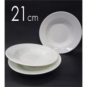 Abnturk 12 Adet Melamin Çukur Yemek Tabağı 21CM Ev Lokanta Tabldot Tipi Porsiyon Sulu Yemek Haşlama Kabı - 1 lt - Beyaz