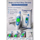 Ac-9280 Kulaktan Ateş Ölçer, Alından Ateş Ölçer, Çantalı, 3 Renk Ekran, Yüksek Hassasiyet