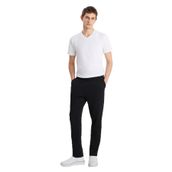 AC&Co/Altınyıldız Classics Erkek Siyah-Beyaz Pamuklu Rahat V Yaka Beli Lastikli Cepli Pijama Takımı, Siyah-Beyaz, L
