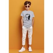 Ada Bebek Kemal Atatürk İmzalı Gölgeli Baskılı Gri Erkek Çocuk T-shirt