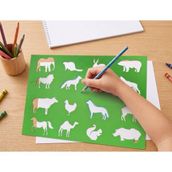 Ada Goods Montessori Çocuk Eğitici Hayvan Çizim Şablonu (16 Hayvan Figürlü) - Resim Cetveli Stencil Seti - Yeşil