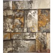 Adawall 23106-3 Roka Serisi Gri Bakır Kahverengi Geometrik Taş Desen Duvar Kağıdı