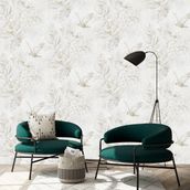 Adawall 9905-1 Tropicano Beyaz Yaprak Desenli Tropikal Duvar Kağıdı