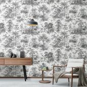 Adawall 9909-1 Tropicano Siyah Ağaç Desenli Tropikal Duvar Kağıdı