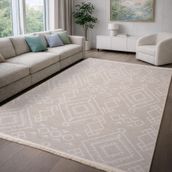 Aden AND01 Anadol Şönil Krem Makinede Yıkanabilir Kaymaz Tabanlı 100x300 cm Salon Halısı