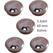 Adilon Masa Üstü Kablo Kanalı Deliği Kapağı Kahve Masa Kapağı 6 cm (5 Adet) - Kahverengi