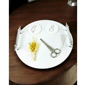 Adoration Polyester Gümüş Söz Nişan Tepsisi krem