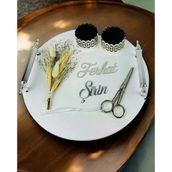 Adoration Polyester Gümüş Söz Nişan Tepsisi Siyah