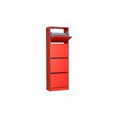 Adore Mobilya Flat Duo Kırmızı 51x157x26 cm 4 Katlı Ayakkabılık Dolabı