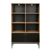 Adore Mobilya Madrid Büfe Ceviz Siyah 110x40x154.5 cm 6 Bölmeli Çekmeceli Kitaplık