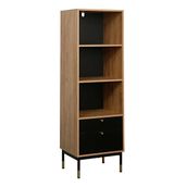 Adore Mobilya Madrid Büfe Ceviz Siyah 48x40x154.5 cm 3 Bölmeli Çekmeceli Kitaplık