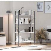Adore Mobilya Profile Diamond Beyaz Siyah 73x136x35 cm 4 Raflı Kitaplık