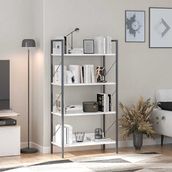 Adore Mobilya Profile Diamond Beyaz Siyah 73x136x35 cm 4 Raflı Kitaplık