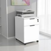 Adore Mobilya Rio Ofis Kilitli Çekmeceli Keson Diamond B Beyaz Renk Doğal Ahşap Doku 41x61x45 cm