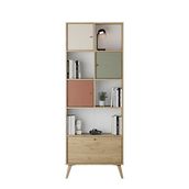 Adore Mobilya Terra Florida Meşe 67x181x30 cm Genç Odası 4 Kapaklı Kitaplık