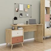 Adore Mobilya Tiffany Florida Meşe 129x75x55 cm 2 Çekmeceli Çalışma Masası