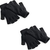 AEE® 2 Çift Yarım Parmak Eldiven – Örme Siyah Unisex Eldiven | Kesik Parmak Parmaksız Kışlık Erkek Kadın Eldiven