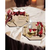 Affinity Sekizgen Gold Söz Nişan Tepsisi ve Damat Kahvesi Kırmızı