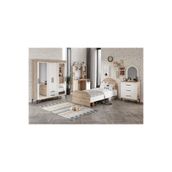 Afilli Ildır Çocuk Odası Takımı 4 Parça Tamamı Mdf Flora Beyaz Aynalı