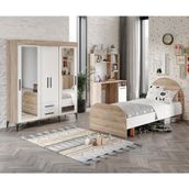 Afilli Ildır Genç Odası Takımı Beyaz MDF Malzemeden Modern Tasarım 3 Parça