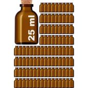 Afracam 25 ml Amber Kahverengi Şişe Mantar Tıpalı 25 Cc Hediyelik Nişan Süs Kolonya Cam Şişe 100 Adet