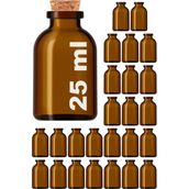 Afracam 25 ml Amber Kahverengi Şişe Mantar Tıpalı 25 Cc Hediyelik Nişan Süs Kolonya Cam Şişe 25 Adet