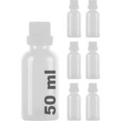 Afracam 50 ml Plastik Kilitli Beyaz Kapaklı Hediyelik Şat Şişesi 50 cc Kolonya Koku Süs Shot Cam Şişe 6 Adet