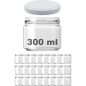 Afracam Metal Beyaz Kapaklı Şeffaf Cam 24x300 ml Kavanoz