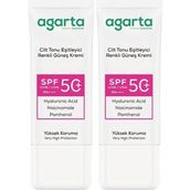 Agarta Cilt Tonu Eşitleyici 2x50 ml Renkli Kapatıcı Etkili SPF+50 Güneş Kremi