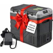 Ahmet Otomotiv Demmon 50 Litre Çift Kapak Oto Buzdolabı 12V 24V 220V Adaptör Hediyeli