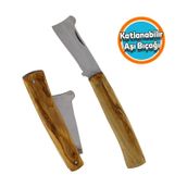 Ahşap Saplı Bıçak Düz Çakı Aşı Bıçağı Profesyonel Çelik Tepeli Uçlu Bağ Ağaç Budama Aşı Çakısı 180 Mm