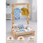 Ahşap Yenidoğan Bebek Hediye Sepeti – İsimli Tasarım - Baby Shower kasa1