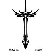 Airbrush Tattoo Antik Kılıç Yapışkanlı Stencil Süsleme ve Boyama Kalıbı