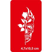 Airbrush Tattoo Ateşli Güllü Kuru Kafa Yapışkanlı Stencil Süsleme ve Boyama Kalıbı