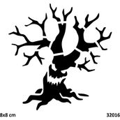 Airbrush Tattoo Cadı Ağaç Hallowen Yapışkanlı Stencil Süsleme ve Boyama Kalıbı