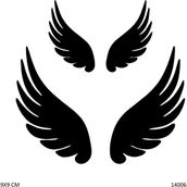 Airbrush Tattoo Çift Kanat Yapışkanlı Stencil Süsleme ve Boyama Kalıbı