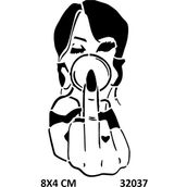 Airbrush Tattoo Çılgın Kız Yapışkanlı Stencil Süsleme ve Boyama Kalıbı
