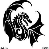 Airbrush Tattoo Dev Kanatlı Ejderha Yapışkanlı Stencil Süsleme ve Boyama Kalıbı