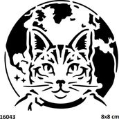 Airbrush Tattoo Dünya Kedi Yapışkanlı Stencil Süsleme ve Boyama Kalıbı Stencil Kalıp