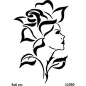 Airbrush Tattoo Gül Saçlı Kadın Yapışkanlı Stencil Süsleme ve Boyama Kalıbı
